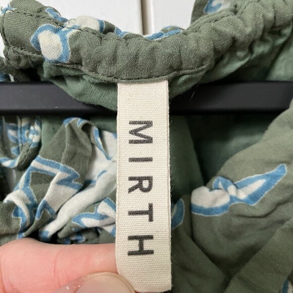 Mirth Midi Dress Womens S Vienna High Neck Fig Leaf Sage Green Cream Floral - Picture 3 of 12